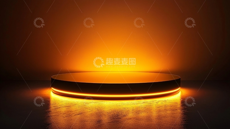 高清大图下载【趣麦麦图】橙色光照亮圆形平台