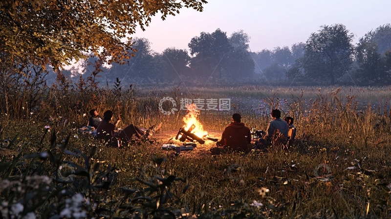 高清大图下载【趣麦麦图】篝火晚会