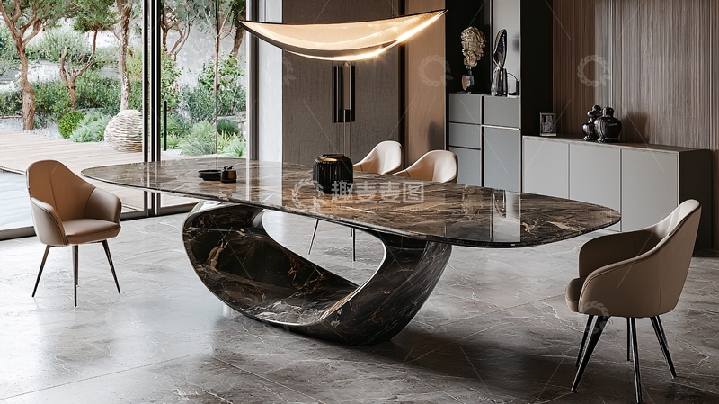 高清大图下载【趣麦麦图】现代简约大理石餐桌