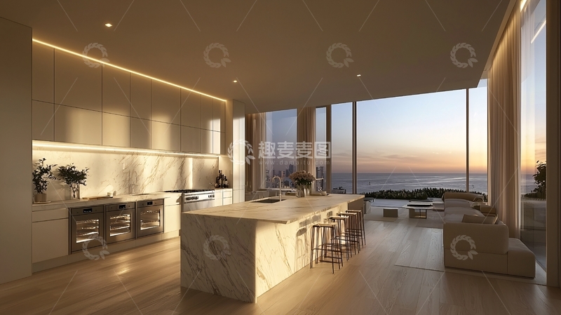 高清大图下载【趣麦麦图】海景厨房