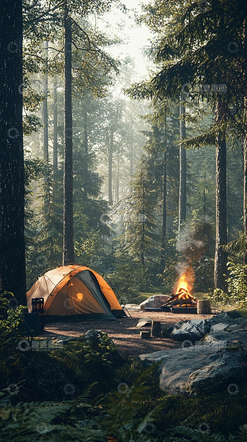 高清大图下载【趣麦麦图】森林露营地