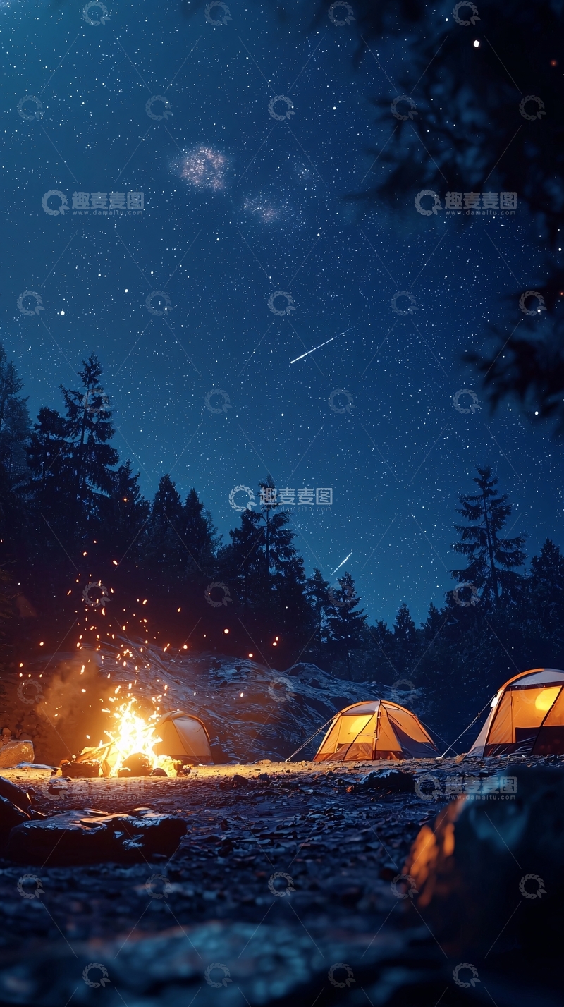 高清大图下载【趣麦麦图】星空下的营地