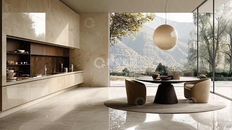 高清大图下载【趣麦麦图】现代简约厨房餐厅一体