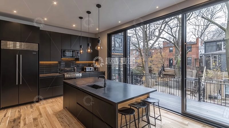 高清大图下载【趣麦麦图】现代黑色厨房