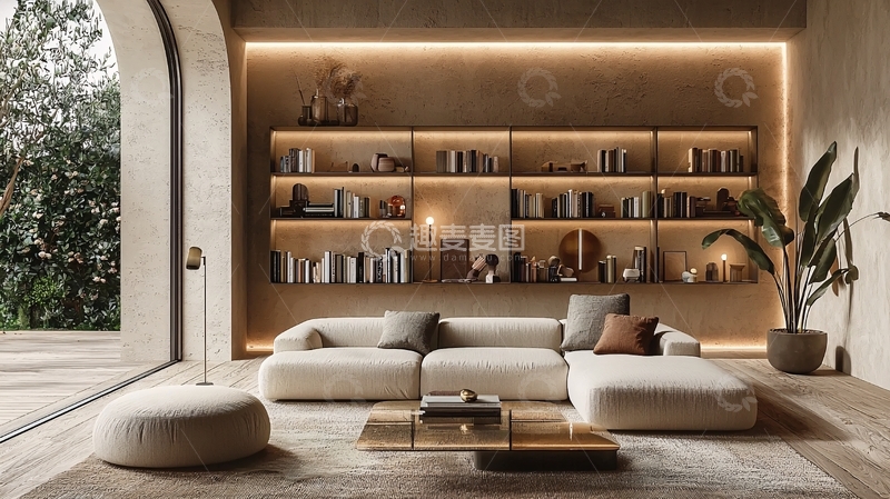 高清大图下载【趣麦麦图】米色现代客厅