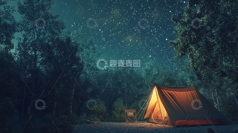 高清大图下载【趣麦麦图】星空下的营地帐篷