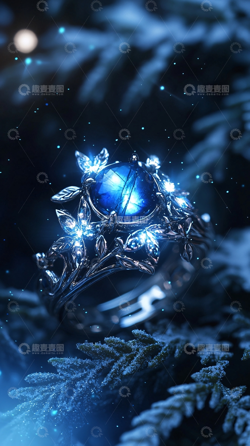 高清大图下载【趣麦麦图】冰蓝宝石戒指