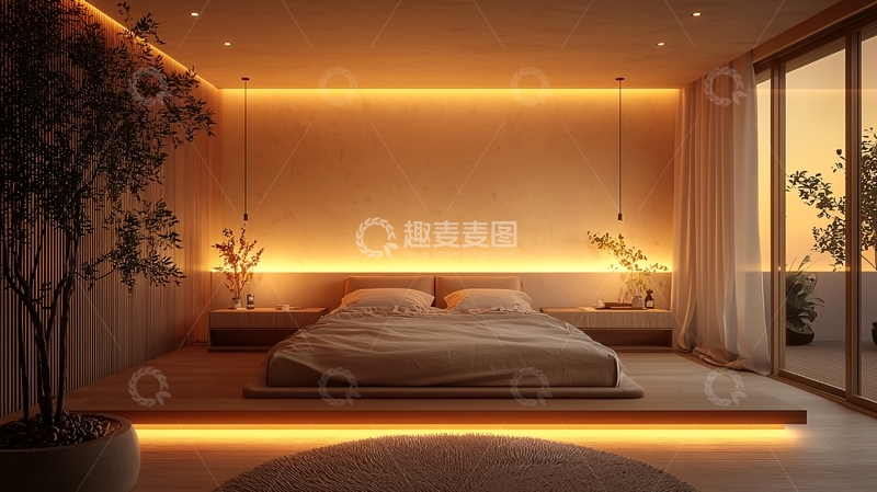 高清大图下载【趣麦麦图】温暖卧室内部设计