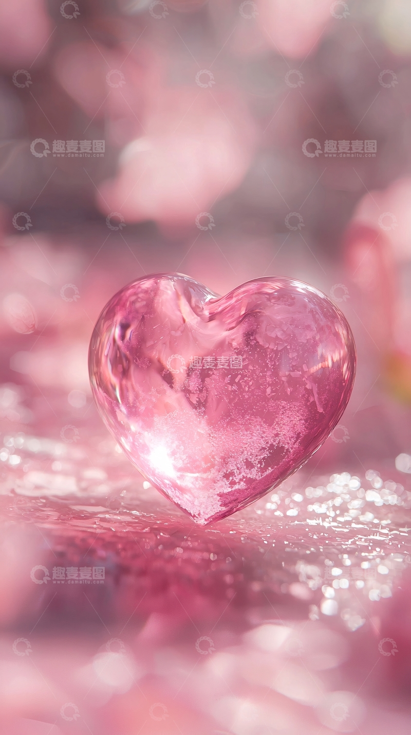 高清大图下载【趣麦麦图】粉色水晶心形