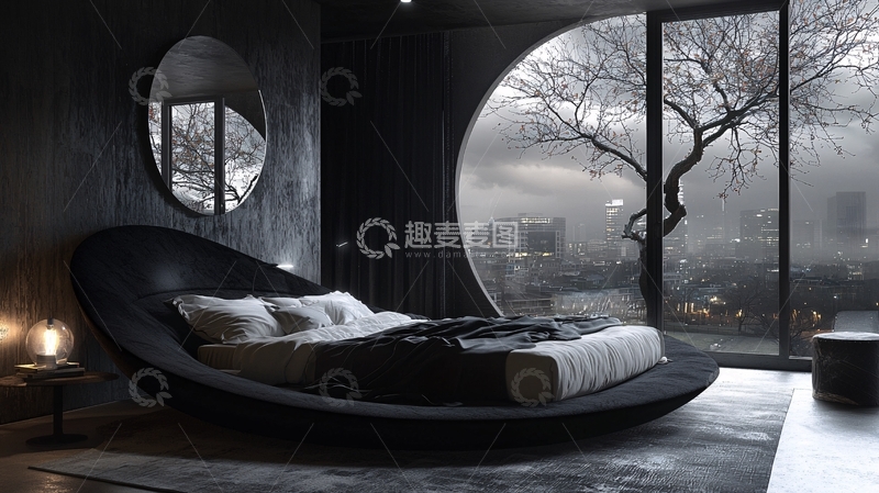 高清大图下载【趣麦麦图】未来主义黑色卧室
