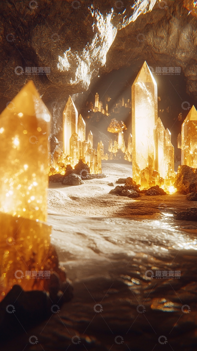 高清大图下载【趣麦麦图】发光水晶洞穴