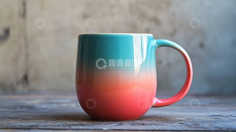高清大图下载【趣麦麦图】渐变色陶瓷马克杯