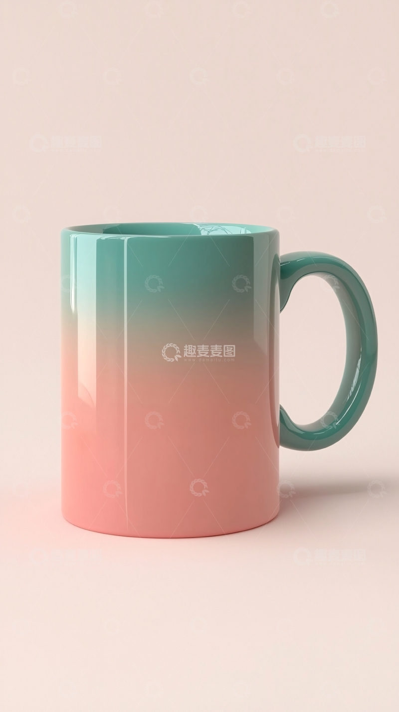 高清大图下载【趣麦麦图】渐变色陶瓷马克杯