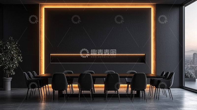 高清大图下载【趣麦麦图】现代风格的黑色会议室