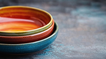 彩色陶瓷碗叠放