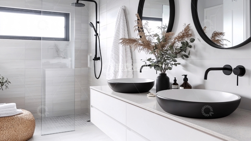 高清大图下载【趣麦麦图】现代简约黑白浴室