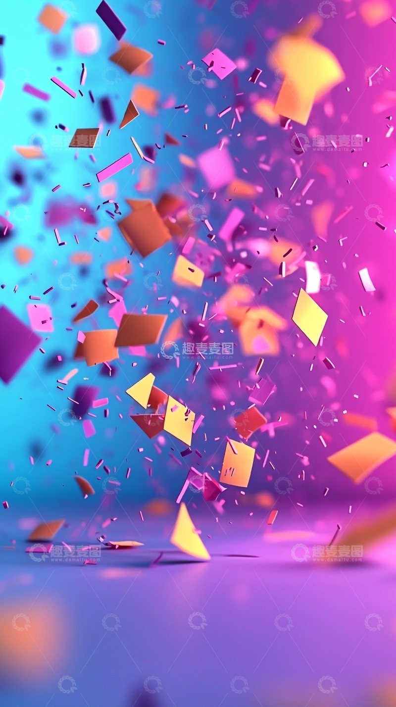 高清大图下载【趣麦麦图】炫彩纸屑飞舞背景图