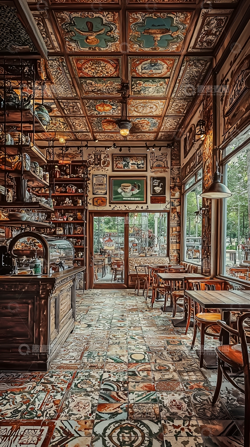 高清大图下载【趣麦麦图】复古咖啡馆室内装饰