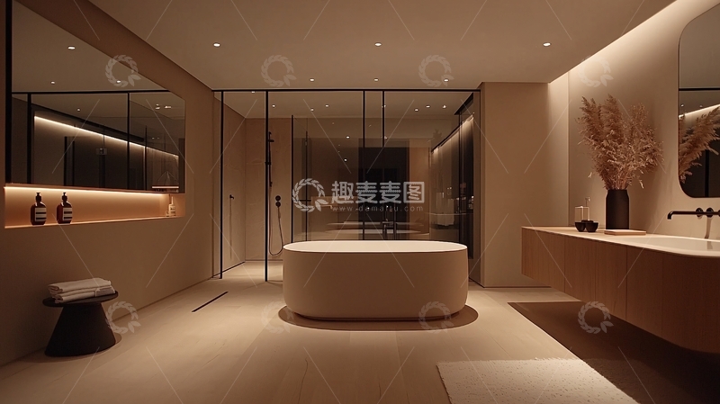 高清大图下载【趣麦麦图】米色现代风格浴室
