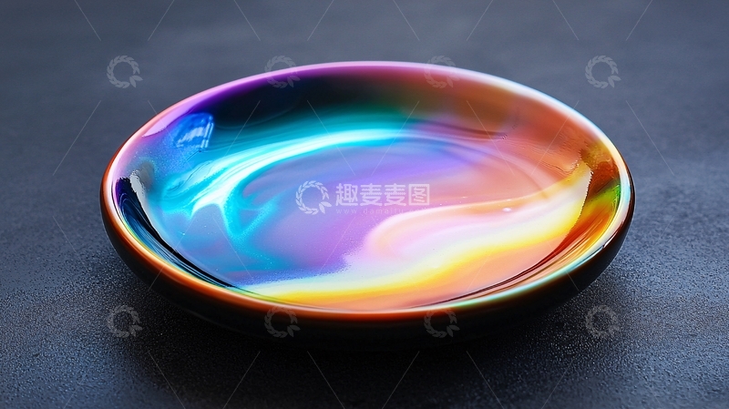 高清大图下载【趣麦麦图】彩虹色陶瓷碟子