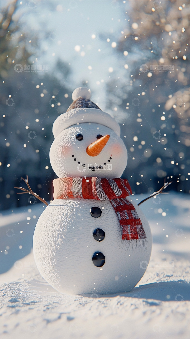 高清大图下载【趣麦麦图】可爱雪人冬日雪景