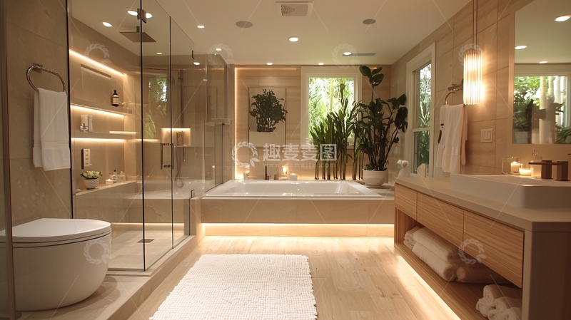 高清大图下载【趣麦麦图】米色现代豪华浴室