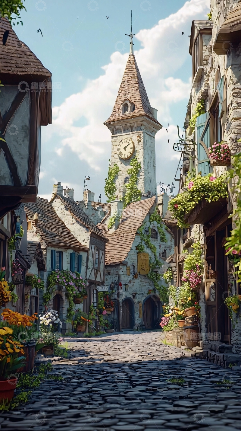 高清大图下载【趣麦麦图】中世纪风格的欧洲小镇