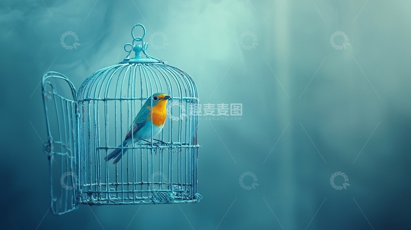 高清大图下载【趣麦麦图】笼中鸟