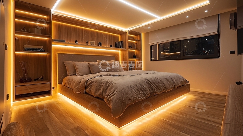 高清大图下载【趣麦麦图】暖色光氛围卧室