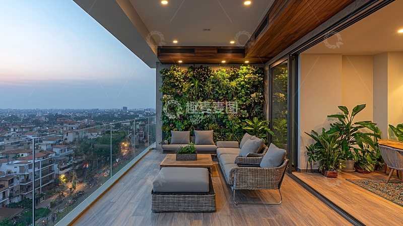 高清大图下载【趣麦麦图】城市景观阳台绿植沙发