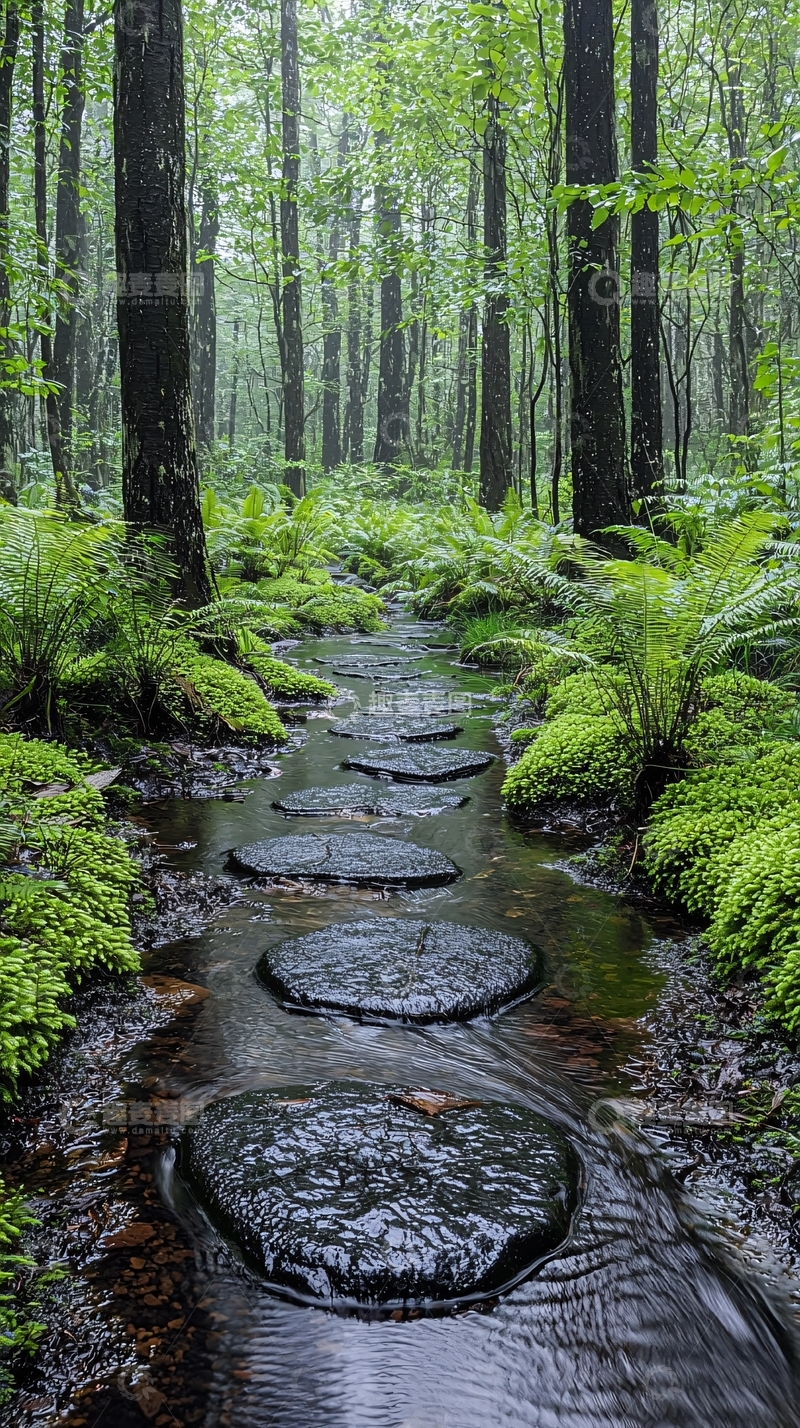 高清大图下载【趣麦麦图】雨后森林小溪2