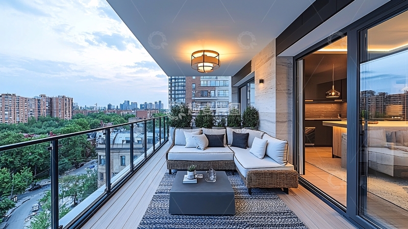 高清大图下载【趣麦麦图】高层公寓阳台夜景