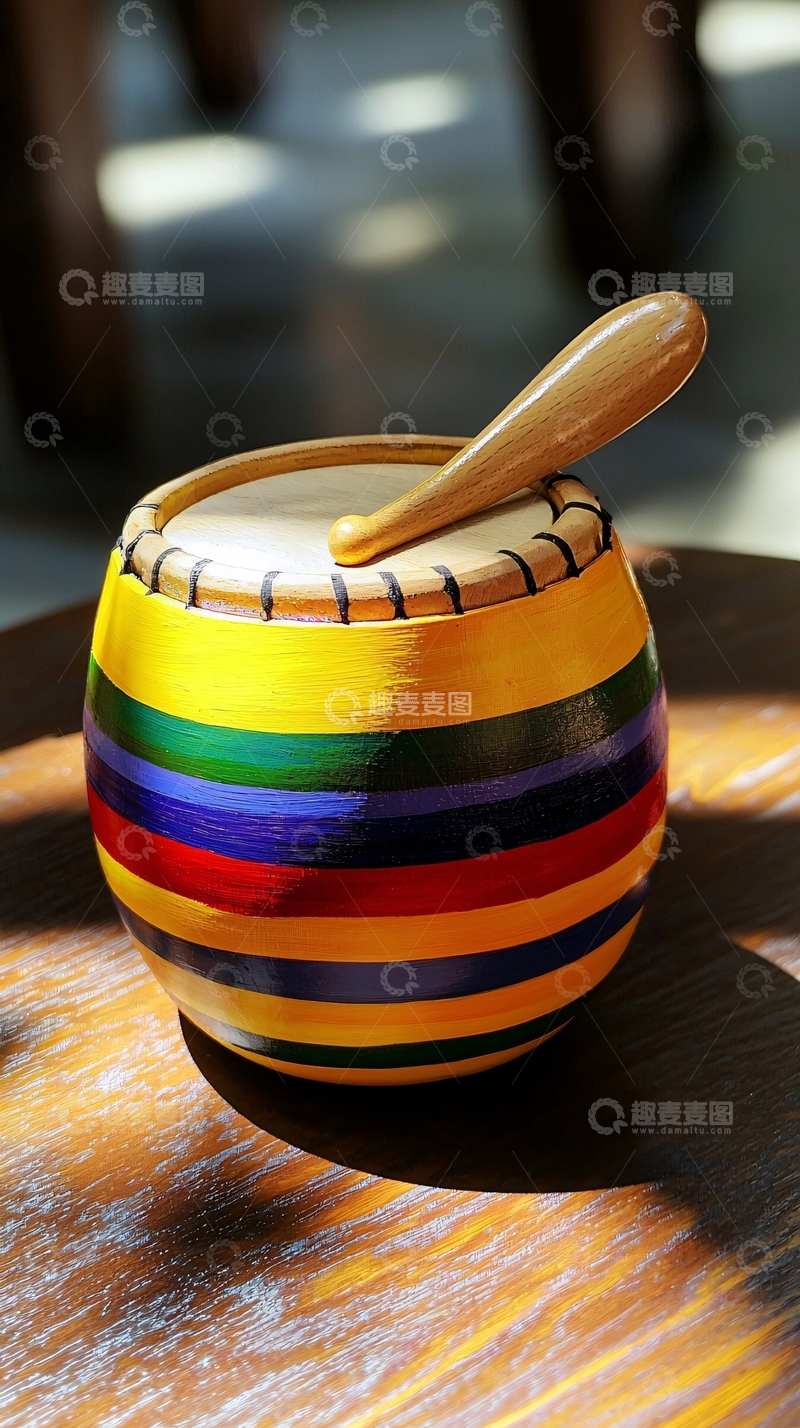 高清大图下载【趣麦麦图】彩色条纹小鼓