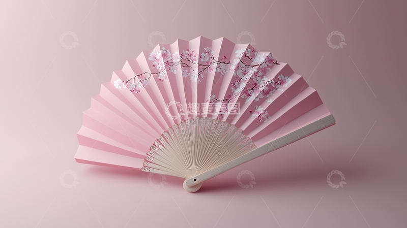 高清大图下载【趣麦麦图】粉色樱花折扇