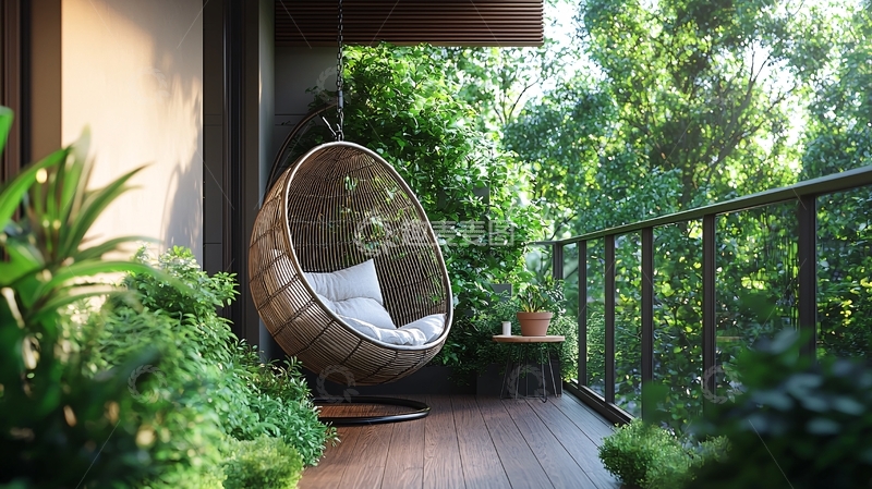 高清大图下载【趣麦麦图】阳台吊椅