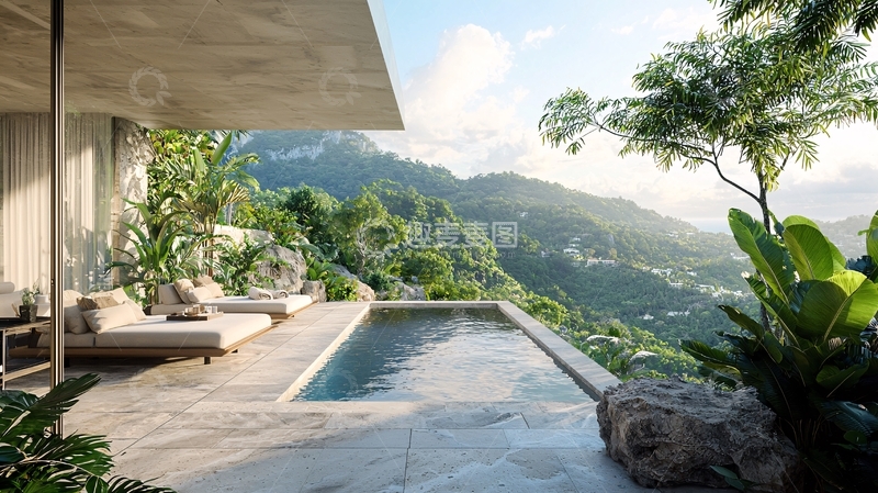 高清大图下载【趣麦麦图】热带景观泳池别墅