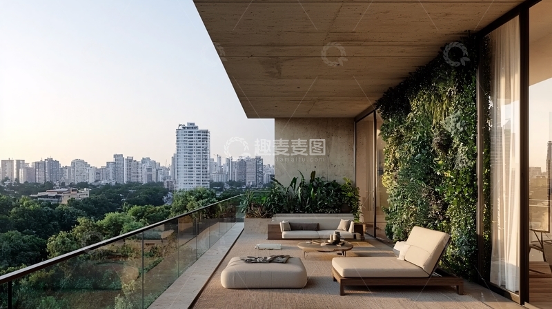 高清大图下载【趣麦麦图】城市景观阳台休闲区