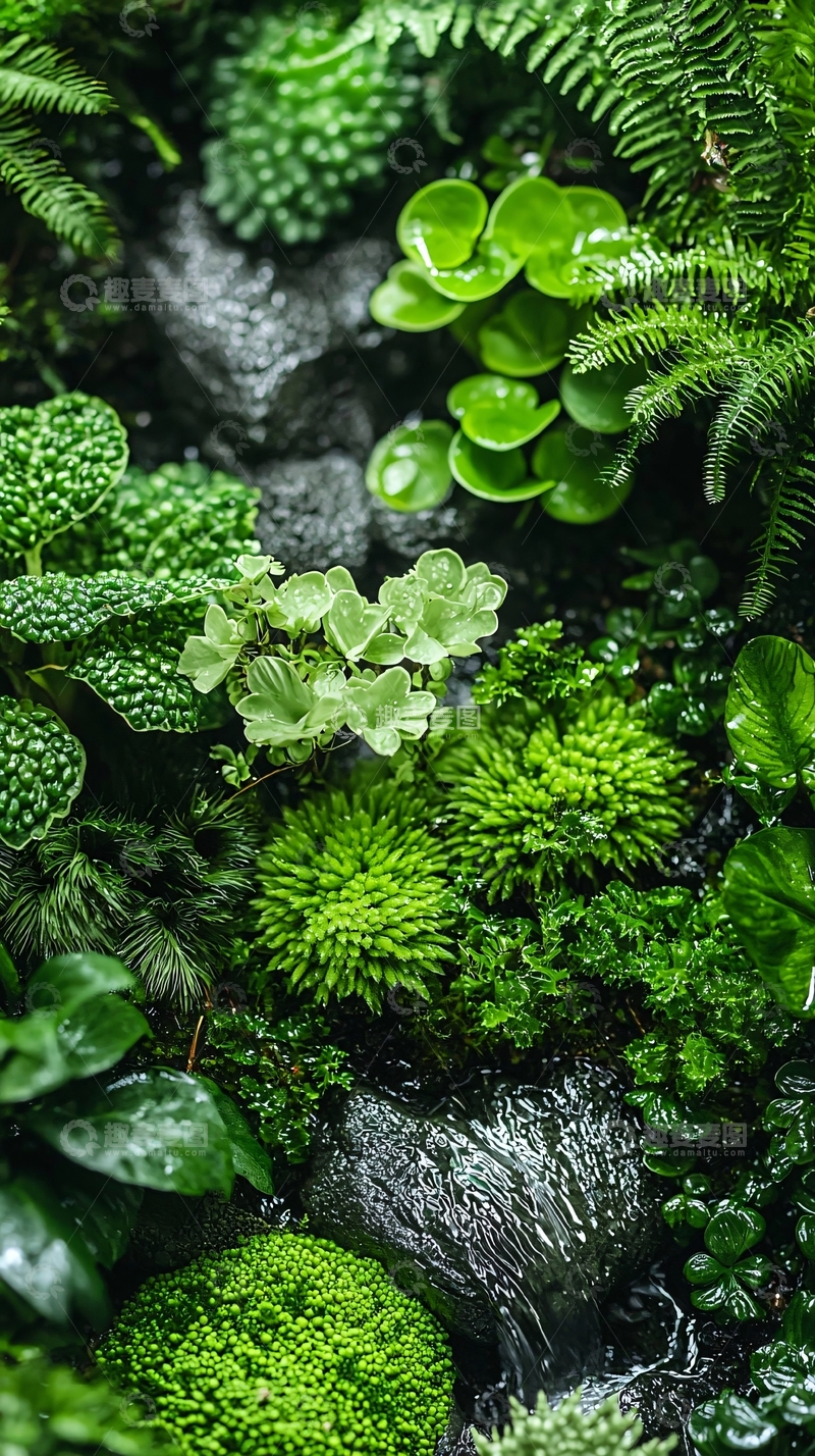 高清大图下载【趣麦麦图】绿植覆盖的石头缝隙