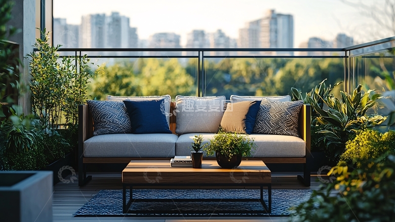 高清大图下载【趣麦麦图】阳台沙发绿植