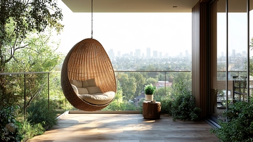 阳台吊椅休闲角落