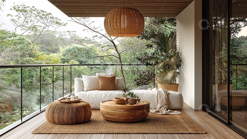 高清大图下载【趣麦麦图】自然光线下的阳台休息区