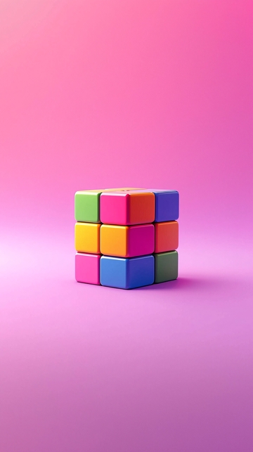 粉色背景彩色魔方