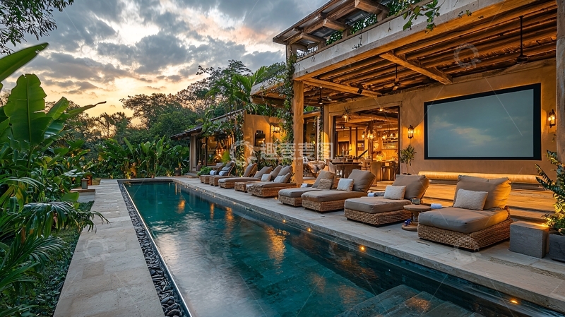 高清大图下载【趣麦麦图】热带风格泳池别墅