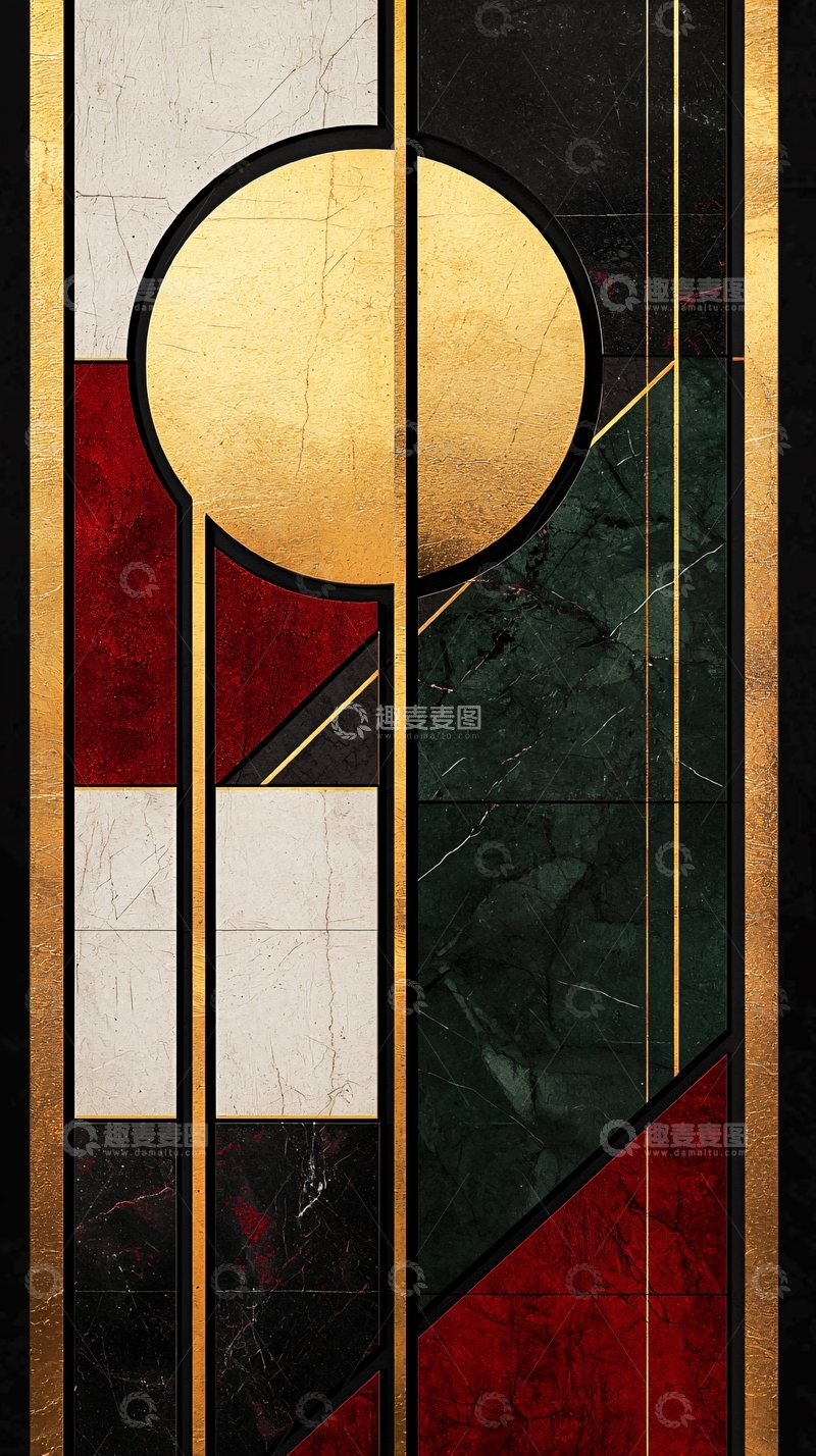 高清大图下载【趣麦麦图】金色几何抽象艺术