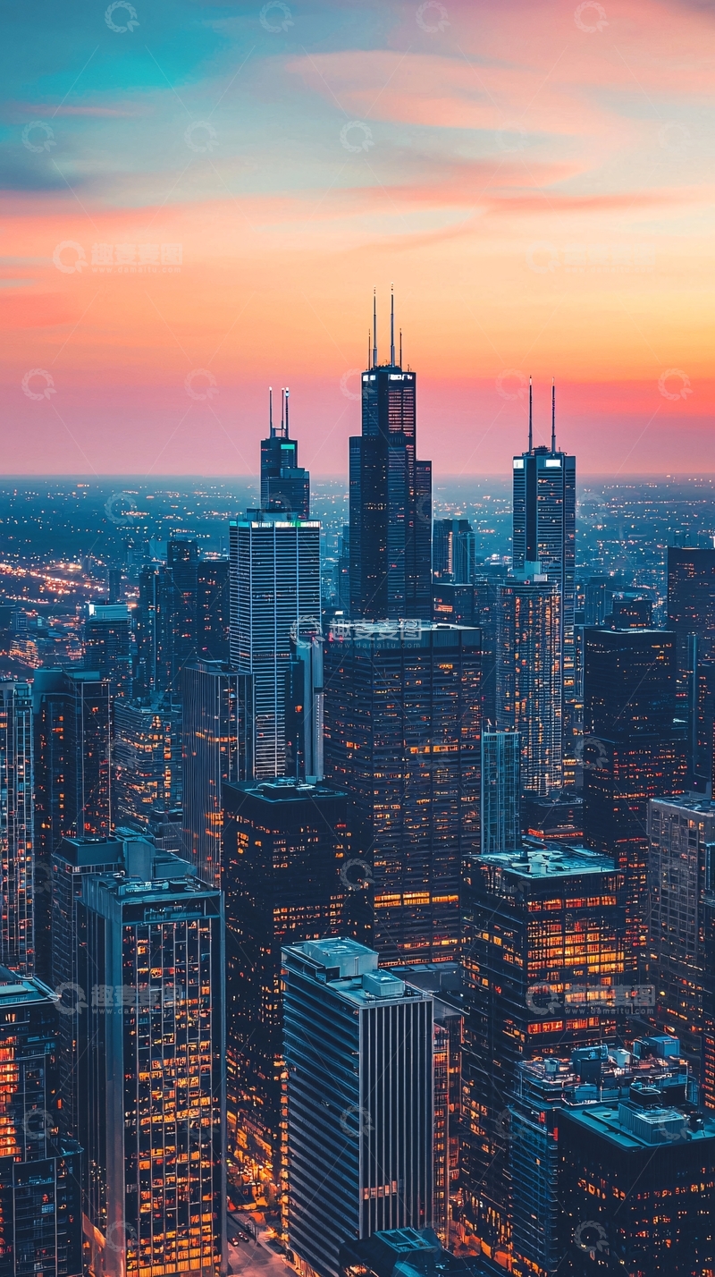 高清大图下载【趣麦麦图】城市黄昏色调