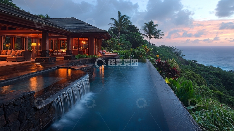 高清大图下载【趣麦麦图】海边别墅无边泳池
