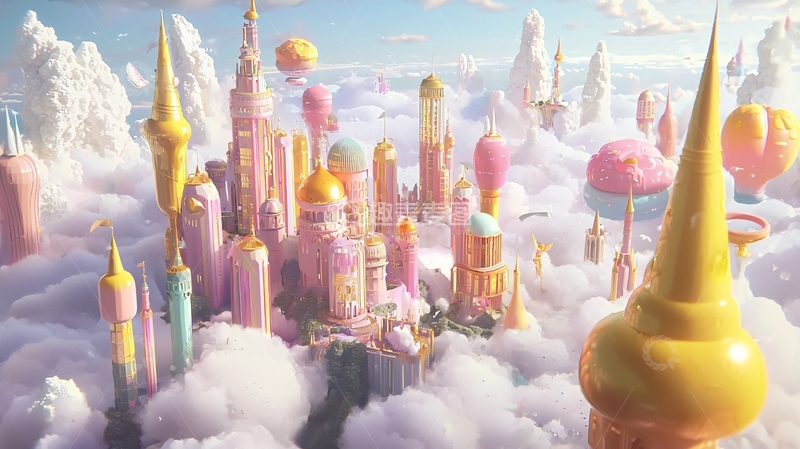 高清大图下载【趣麦麦图】云端上的糖果城堡