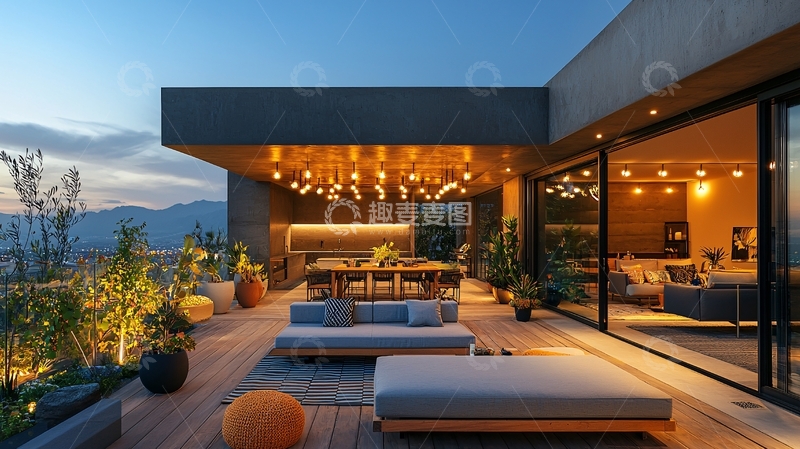 高清大图下载【趣麦麦图】屋顶露台的户外休闲空间