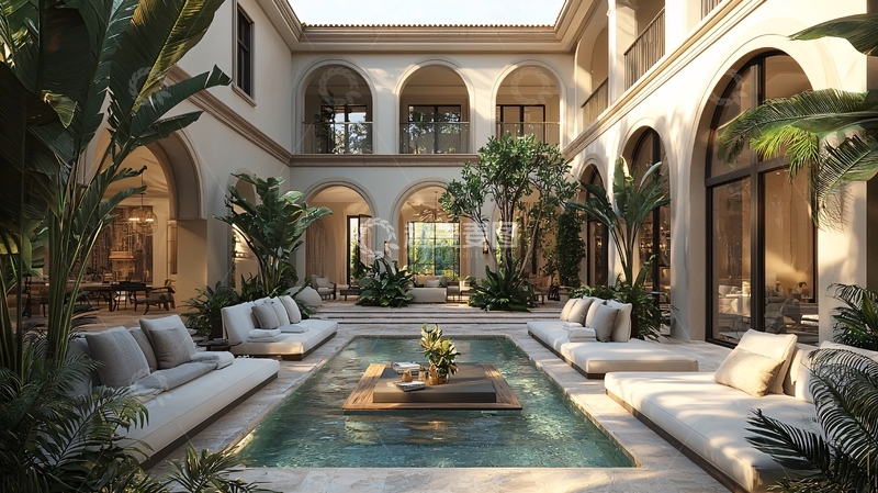 高清大图下载【趣麦麦图】豪华庭院泳池景观