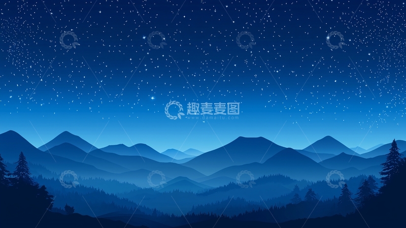 高清大图下载【趣麦麦图】星空下的山脉